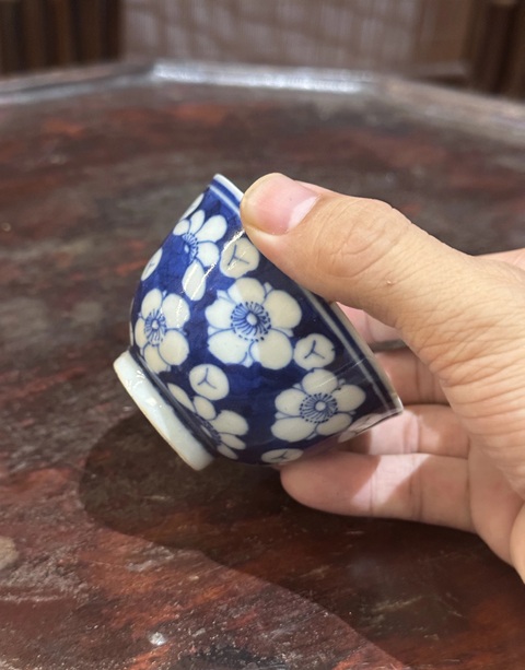 古玩陶瓷晚清青花冰梅紋杯真品鑒賞圖