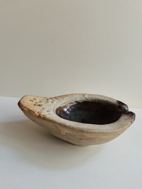 古玩陶瓷磁州窯醬釉油燈真品鑒賞圖