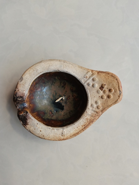 古玩陶瓷磁州窯醬釉油燈真品鑒賞圖