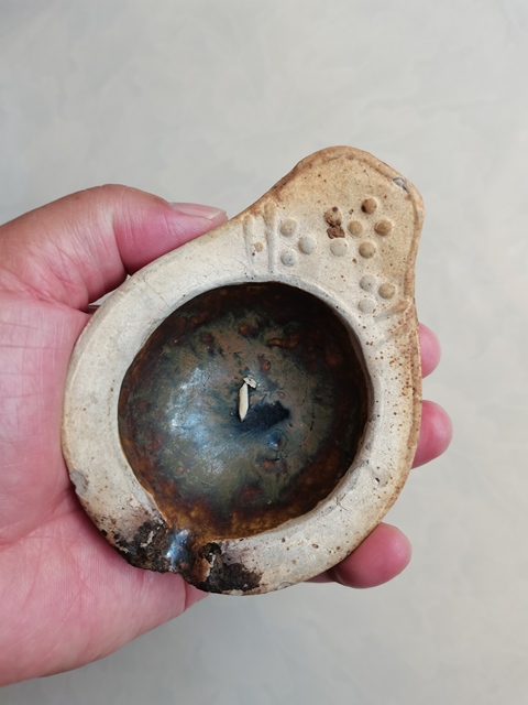 古玩陶瓷磁州窯醬釉油燈真品鑒賞圖