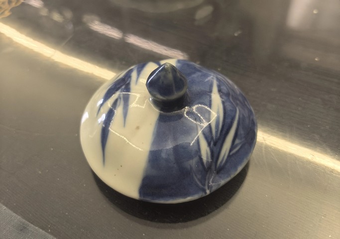 古玩陶瓷清嘉慶 青花翠竹詩(shī)文茶壺真品鑒賞圖