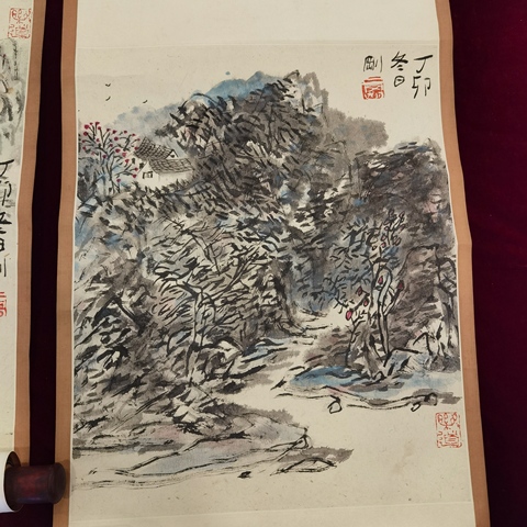 古玩字畫山居圖真品鑒賞圖