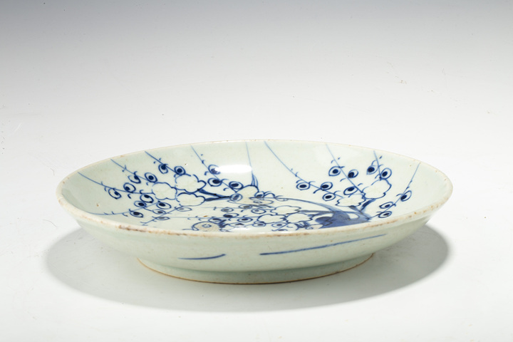 古玩陶瓷清中·青花釉里紅喜鵲登梅紋盤拍賣,當前價格864元