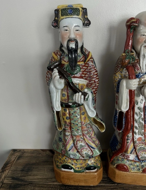 古玩陶瓷粉彩三星高照造像真品鑒賞圖