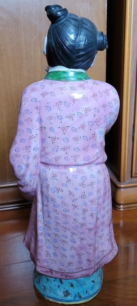 古玩陶瓷人物紋粉彩塑像真品鑒賞圖