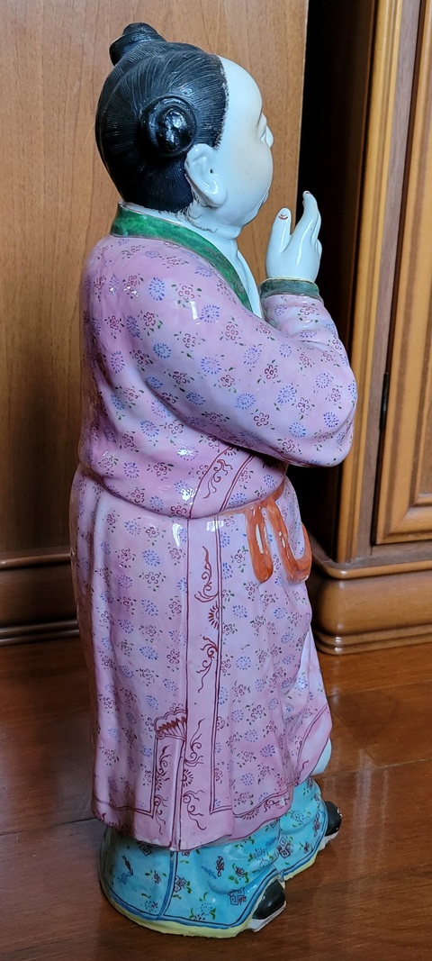 古玩陶瓷人物紋粉彩塑像真品鑒賞圖