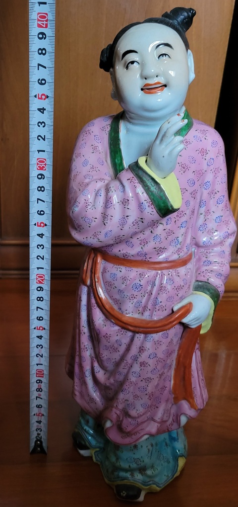 古玩陶瓷人物紋粉彩塑像真品鑒賞圖