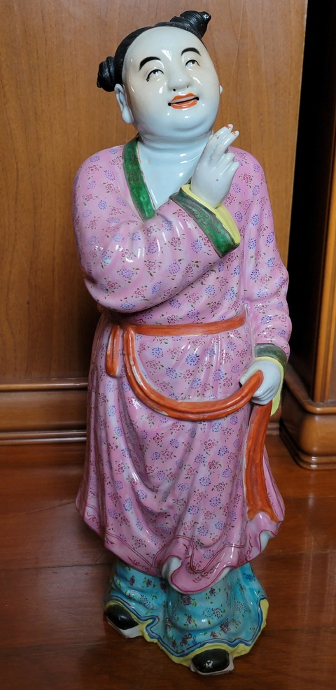 古玩陶瓷人物紋粉彩塑像真品鑒賞圖