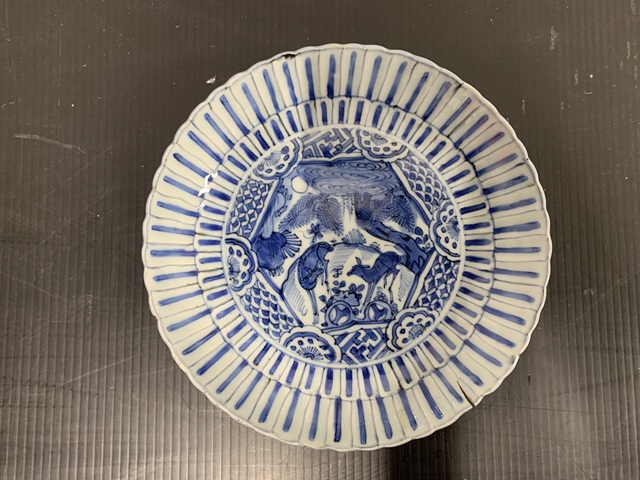 古玩陶瓷花鳥紋青花盤真品鑒賞圖