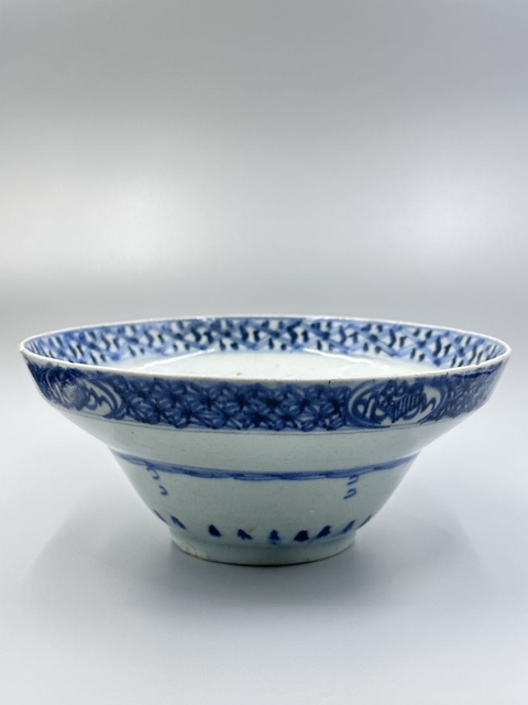 古玩陶瓷清早期青花斗笠碗真品鑒賞圖