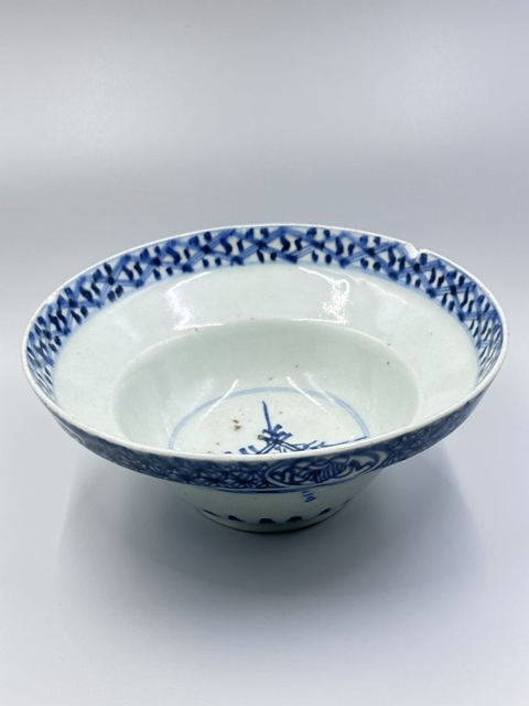 古玩陶瓷清早期青花斗笠碗真品鑒賞圖
