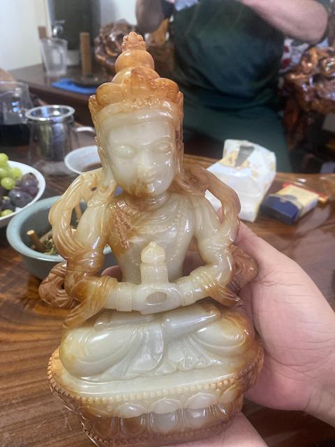 古玩玉器做舊仿古“菩薩擺件”真品鑒賞圖