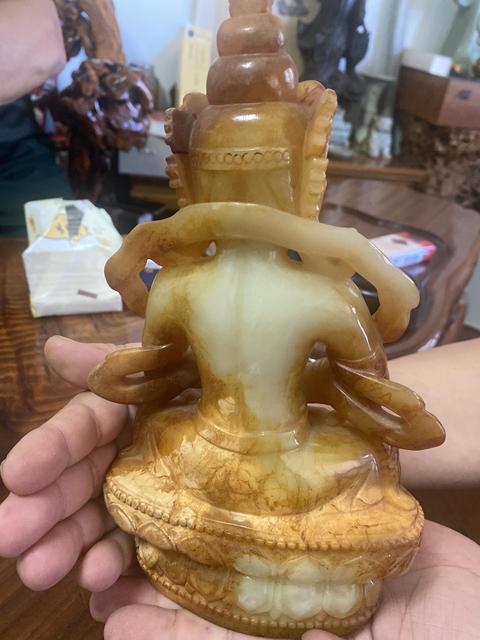 古玩玉器做舊仿古“菩薩擺件”真品鑒賞圖
