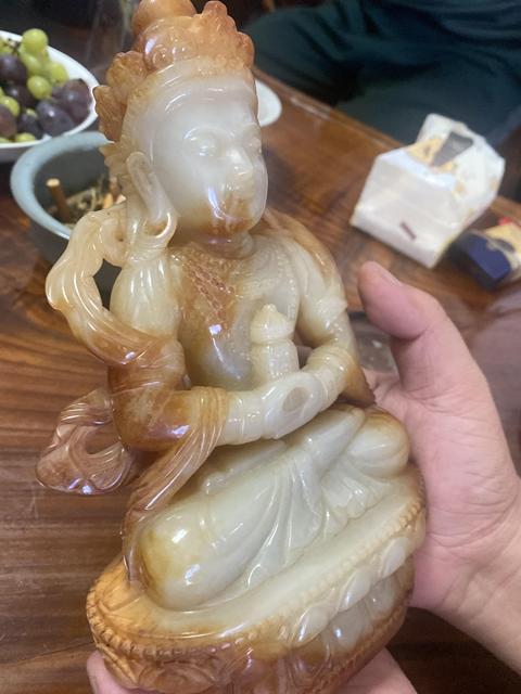 古玩玉器做舊仿古“菩薩擺件”真品鑒賞圖