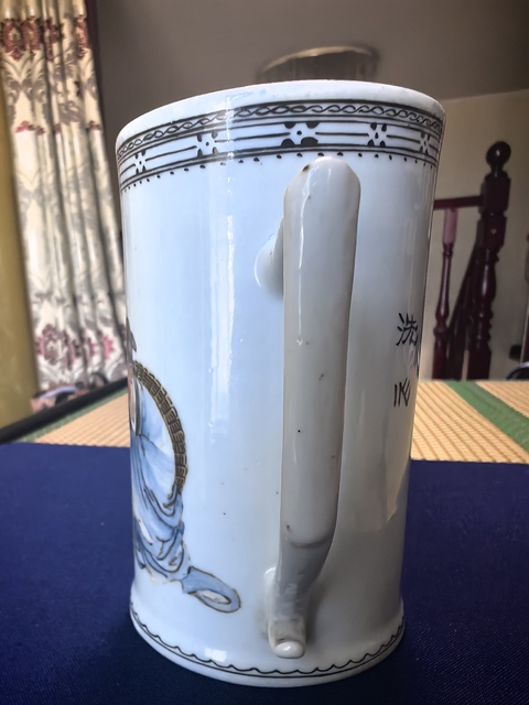 古玩陶瓷粉彩人物故事紋茶杯真品鑒賞圖