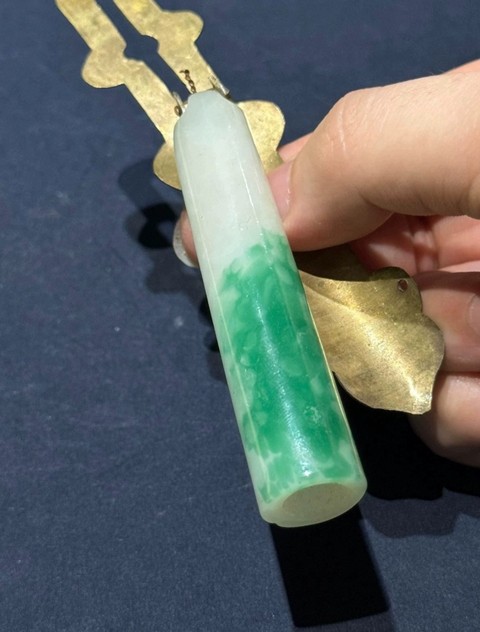 古玩玉器玻璃仿翡翠翎管真品鑒賞圖