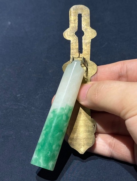 古玩玉器玻璃仿翡翠翎管真品鑒賞圖