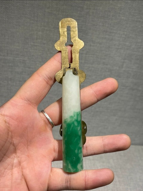 古玩玉器玻璃仿翡翠翎管真品鑒賞圖