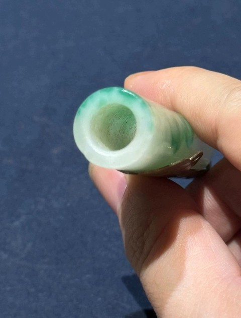 古玩玉器玻璃仿翡翠翎管真品鑒賞圖