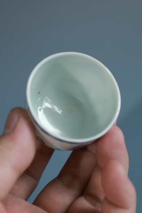 古玩陶瓷青花竹林七賢圖臥足杯拍賣，當前價格1800元