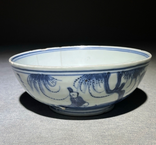 古玩陶瓷人物山水青花青花碗真品鑒賞圖