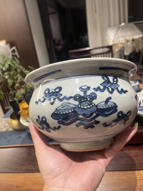古玩陶瓷博古圖青花香爐真品鑒賞圖