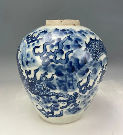 古玩雜項云龍紋青瓜罐真品鑒賞圖