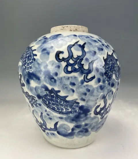 古玩雜項云龍紋青瓜罐真品鑒賞圖