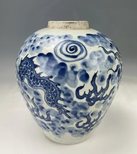 古玩雜項云龍紋青瓜罐真品鑒賞圖