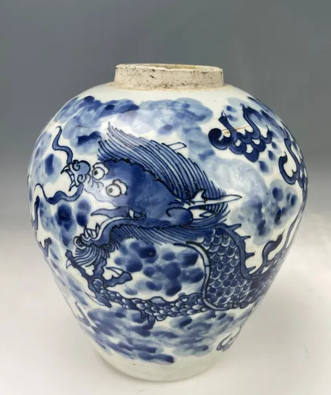 古玩雜項云龍紋青瓜罐真品鑒賞圖