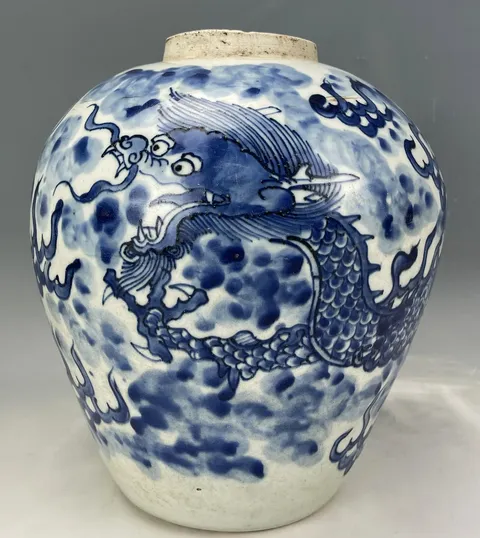 古玩雜項云龍紋青瓜罐真品鑒賞圖