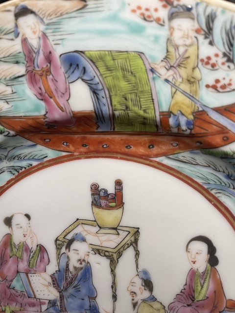 古玩陶瓷人物紋廣彩盤真品鑒賞圖