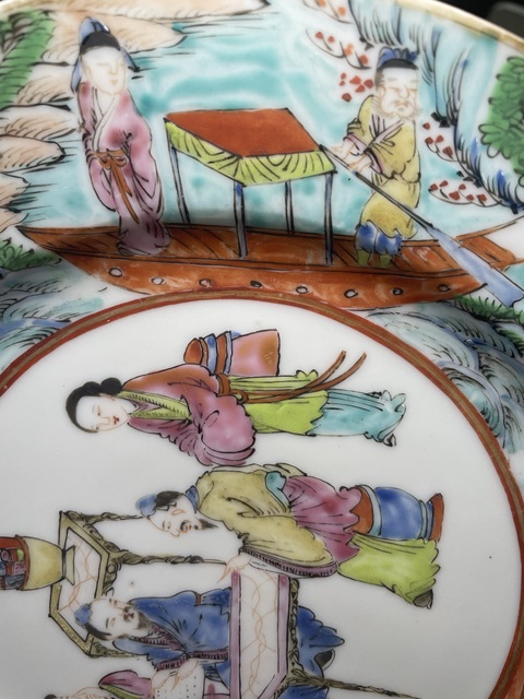 古玩陶瓷人物紋廣彩盤真品鑒賞圖