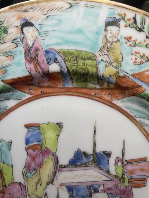 古玩陶瓷人物紋廣彩盤真品鑒賞圖