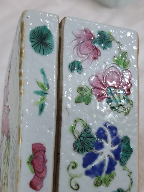 古玩陶瓷粉彩人物故事長方盒真品鑒賞圖
