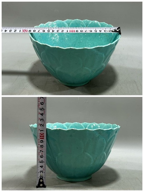古玩陶瓷松石綠釉蓮花碗真品鑒賞圖