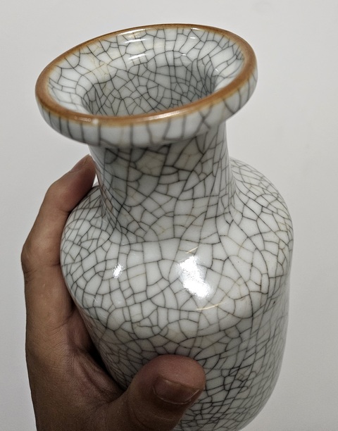 古玩陶瓷哥釉棒槌瓶真品鑒賞圖