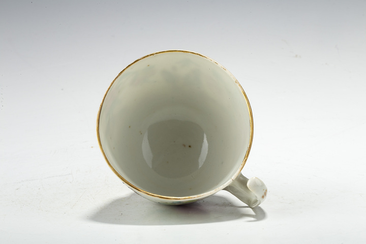 古玩陶瓷清晚·廣彩花鳥紋杯碟一套真品鑒賞圖