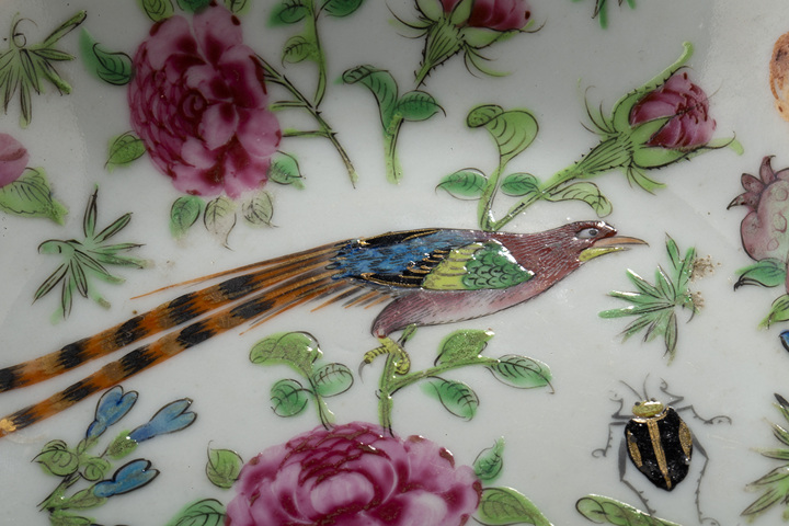古玩陶瓷清晚·廣彩花鳥紋杯碟一套真品鑒賞圖