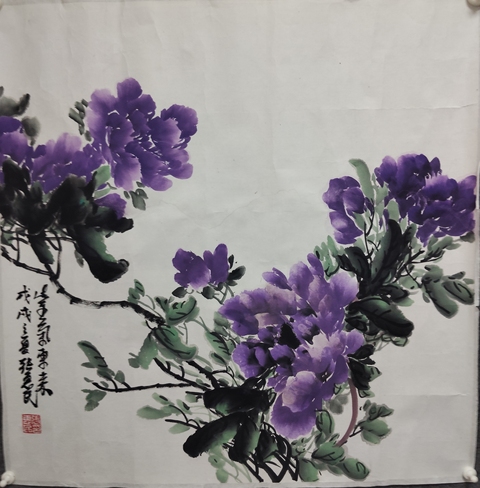 古玩字畫中國畫院副院長張惠民花卉拍賣，當前價格1666元
