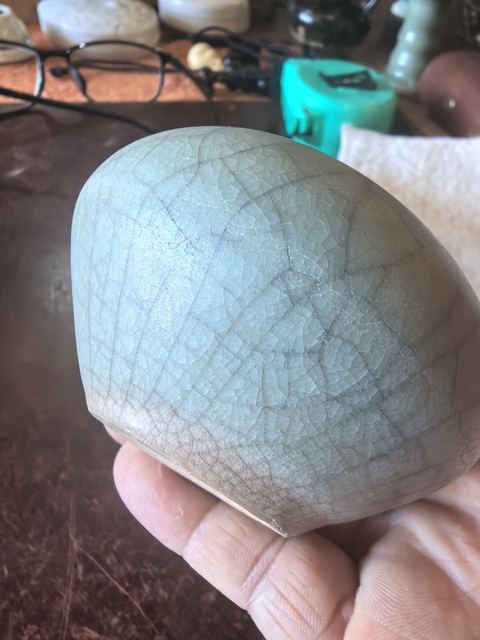 古玩陶瓷龍泉青瓷水盂真品鑒賞圖
