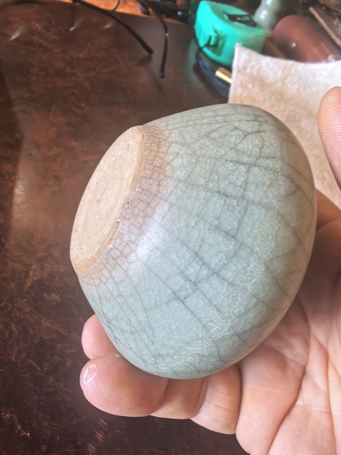 古玩陶瓷龍泉青瓷水盂真品鑒賞圖