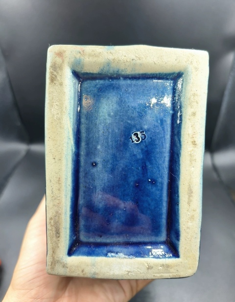 古玩陶瓷創匯時期藍釉賞瓶拍賣，當前價格1300元
