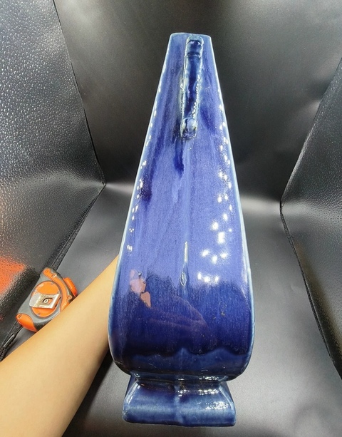 古玩陶瓷創匯時期藍釉賞瓶拍賣，當前價格1300元