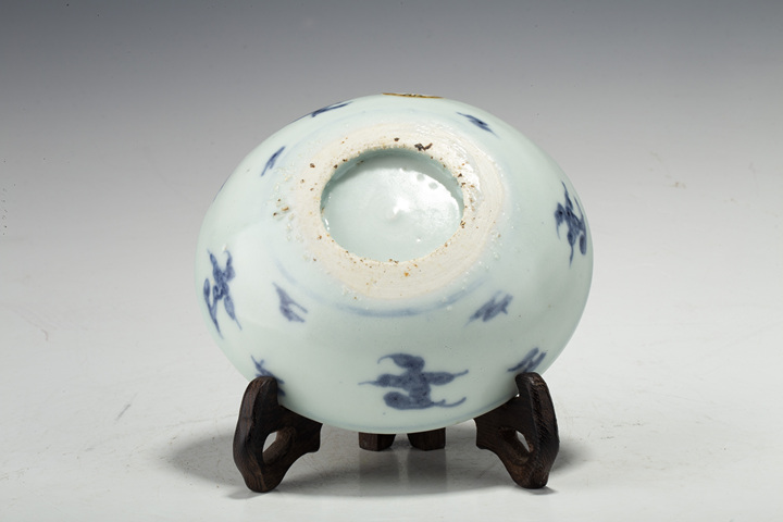 古玩陶瓷明中·青花壬字云紋臥足洗拍賣，當前價格666元