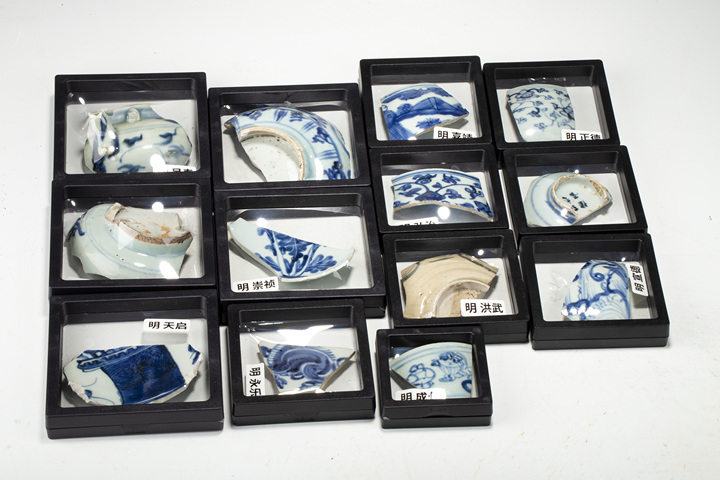 古玩陶瓷明·青花瓷片標本一組真品鑒賞圖