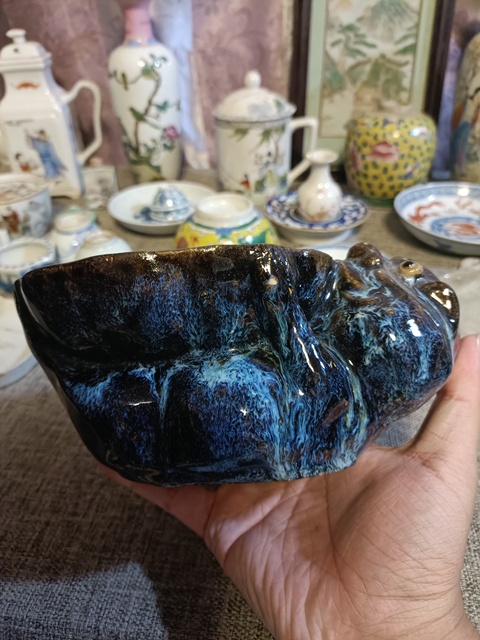 古玩陶瓷鈞釉水洗真品鑒賞圖