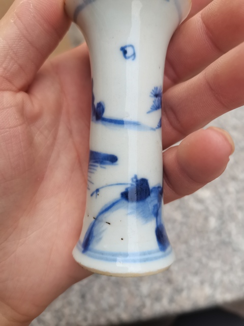 古玩陶瓷康熙青花小花觚真品鑒賞圖