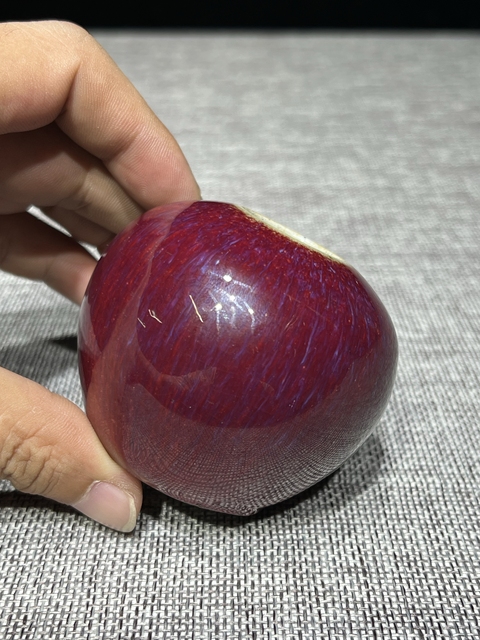 古玩陶瓷鈞紅窯變釉水盂真品鑒賞圖