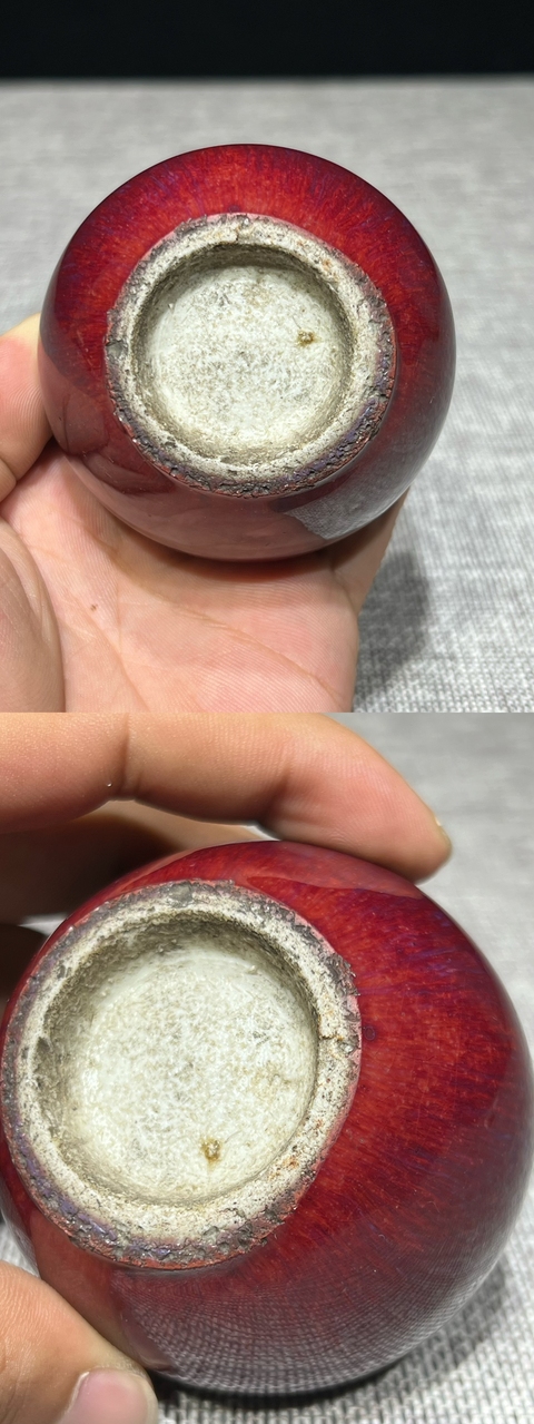 古玩陶瓷鈞紅窯變釉水盂真品鑒賞圖